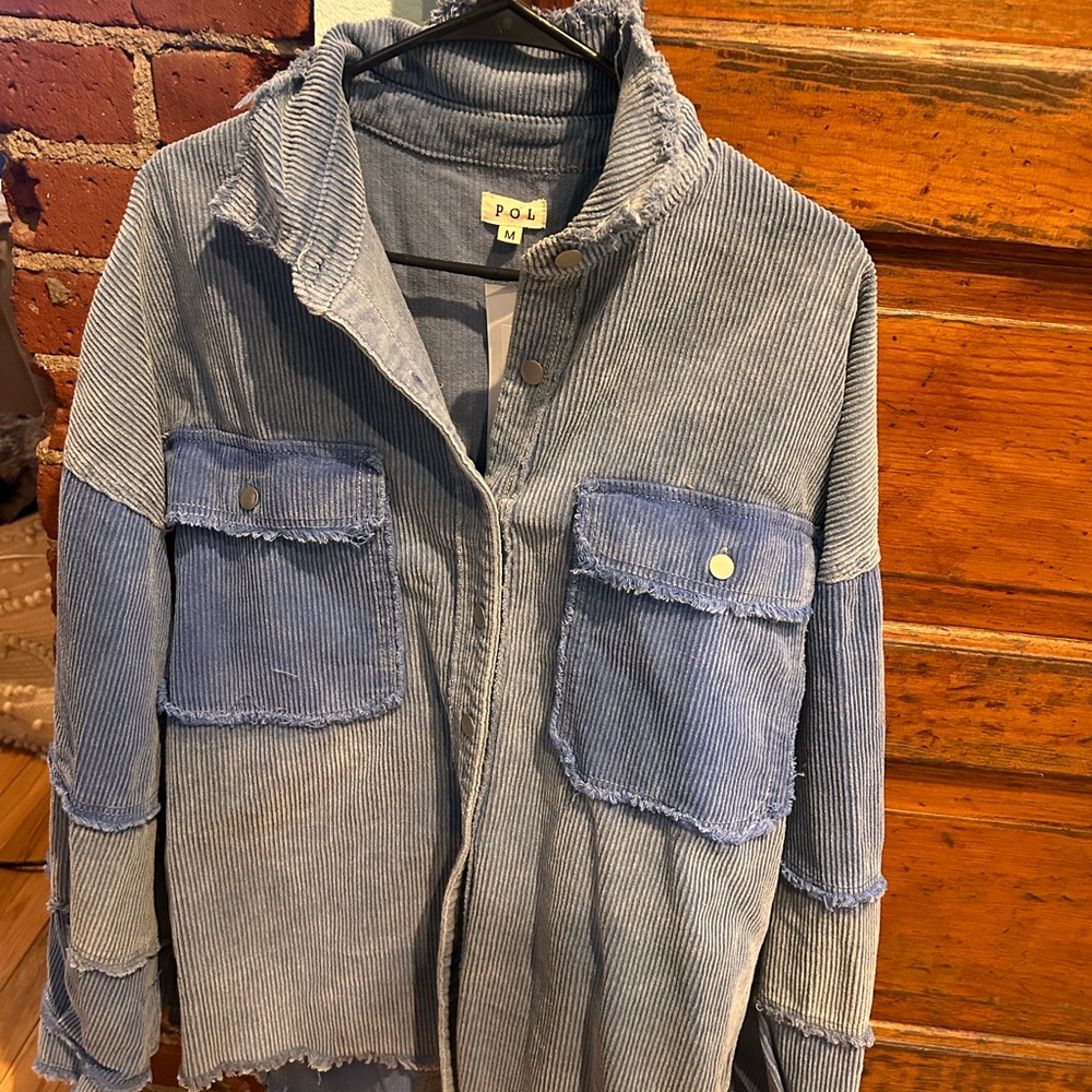 NWT Blue Corduroy Colorblock Shacket